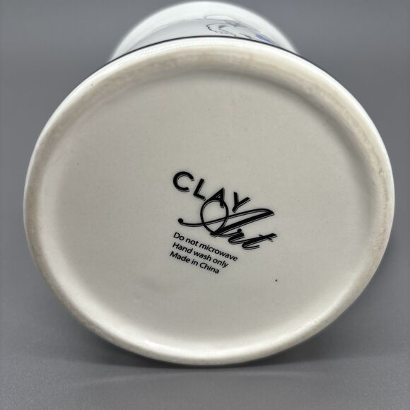 Frenchie Coffee Mug Porcelain CLAY ART French Bull Dog w/ Monocle & Blue Bowtie - Picture 4 of 6